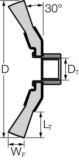 Szczotka stożkowa niepleciona (KBU) z gwintem M14x2; POS KBU 10010/M14 INOX 0,35; 1 szt.; PFERD