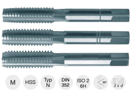 3-częściowy zestaw gwintowników ręcznych do gwintów metrycznych M16, HSS, typ N; 42 14307 079 Forum